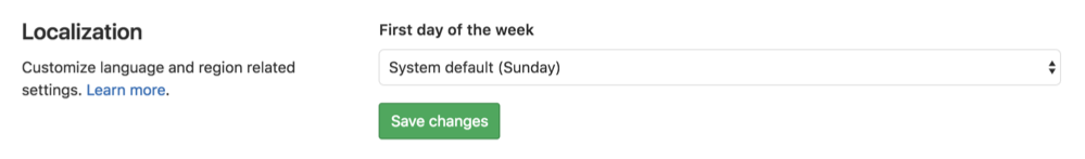 Вышел релиз GitLab 11.8 с SAST для JavaScript, GitLab Pages для подгрупп и отслеживанием ошибок - 12 Specify the first day of the week