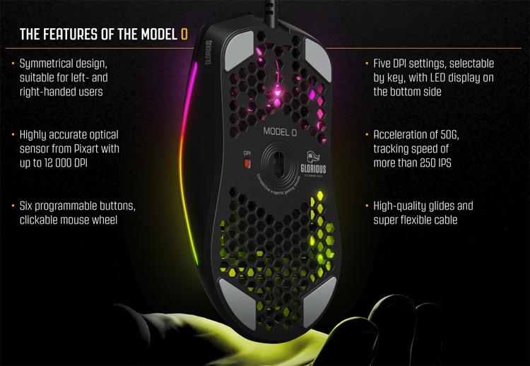 Glorious PC Gaming Race Model O: игровая мышь с подсветкой и переключателями Omron