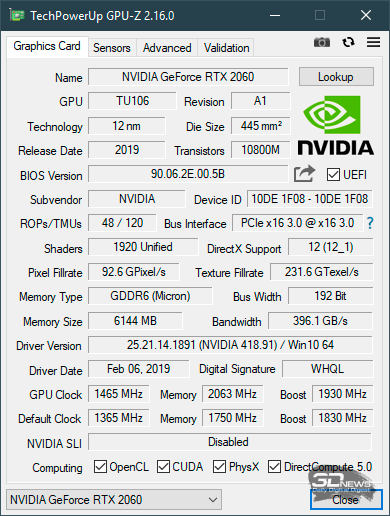 Новая статья: Обзор и тестирование видеокарты Palit GeForce RTX 2060 GamingPro OC