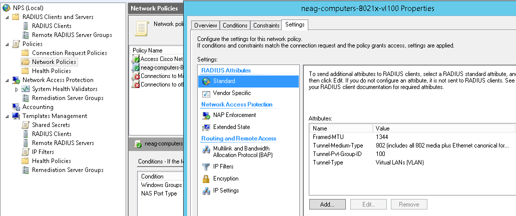 802.1x Authentication Network Policy