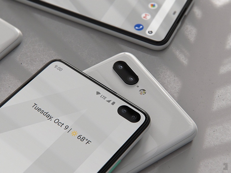 Врезанные в экран камеры в каждой модели: опубликованы новые рендеры Google Pixel 4 и Pixel 4XL