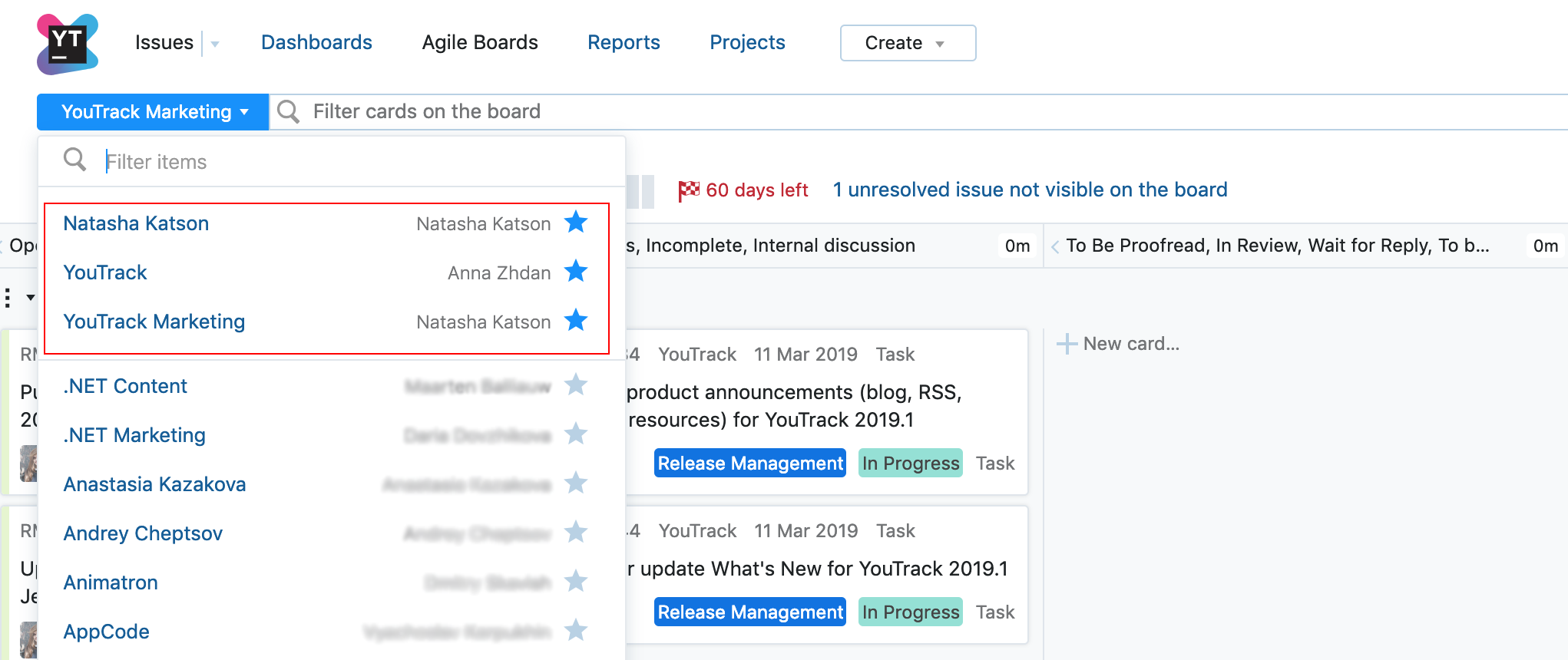 YouTrack 2019.1: избранные Agile-доски, настраиваемые поля для карточек на Agile-досках и многое другое - 2