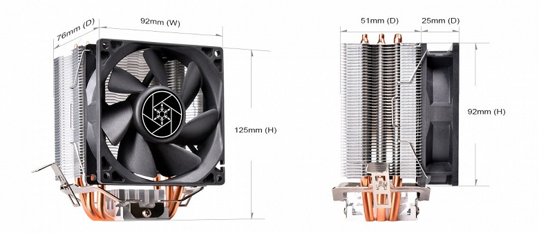 Габариты процессорной системы охлаждения SilverStone Krypton KR02 — 92 х 125 х 76 мм - 3 Габариты процессорной системы охлаждения SilverStone Krypton KR02 — 92 х 125 х 76 мм