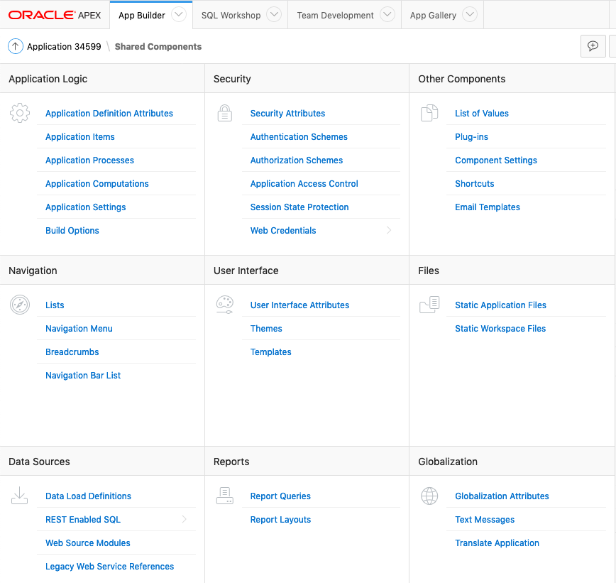 Туториал по Oracle Application Express. Обзор IDE - 7 Shared Components