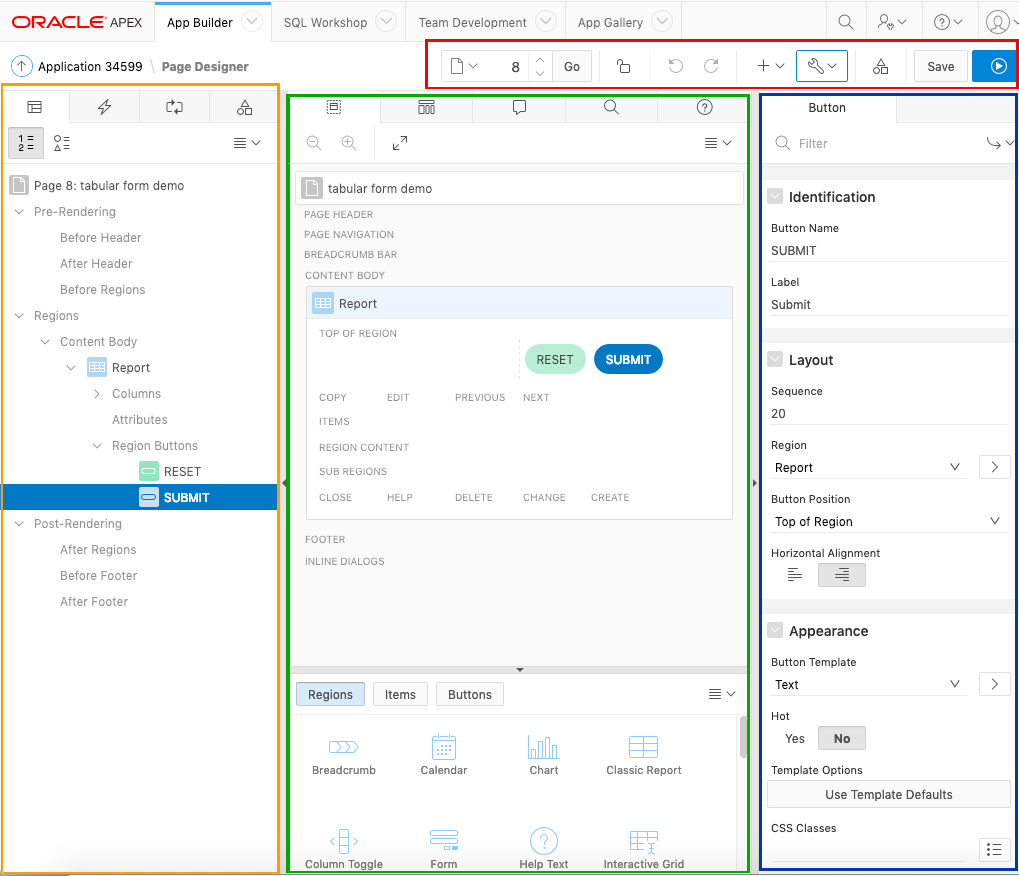 Туториал по Oracle Application Express. Обзор IDE - 8 Page Designer