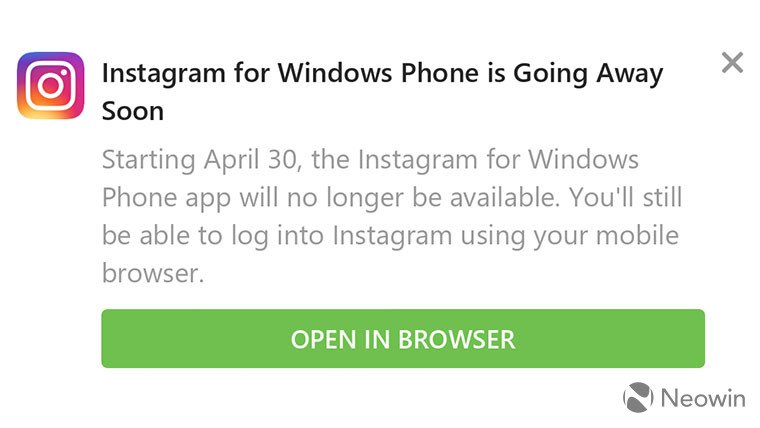 Instagram прощается с Windows 10 Mobile. Поддержка будет прекращена 30 апреля