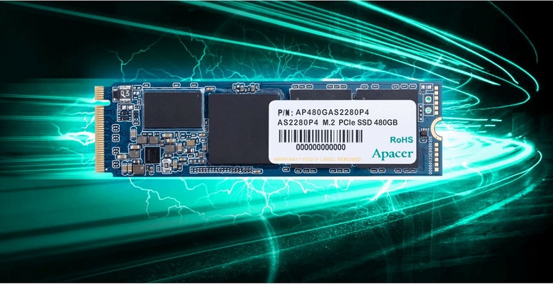 Скорость чтения SSD Apacer AS2880P4 PCIe M.2 достигает 3200 МБ/с