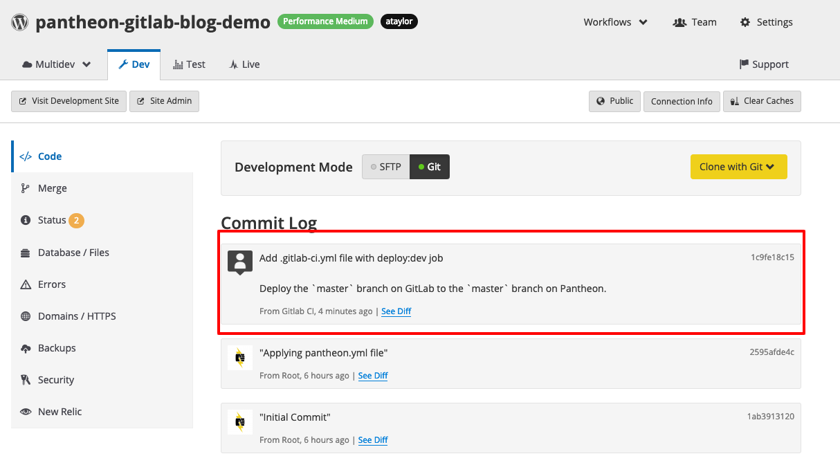 Как соединить GitLab и Pantheon и оптимизировать рабочие процессы Drupal и WordPress - 8 Как соединить GitLab и Pantheon и оптимизировать рабочие процессы Drupal и WordPress - 8