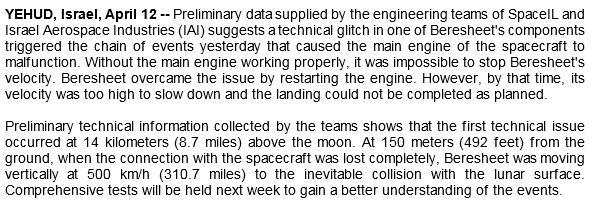 Лунная миссия «Берешит» — разбор аварии, анонсирование запуска разработки аппарата «Берешит 2.0» - 29
