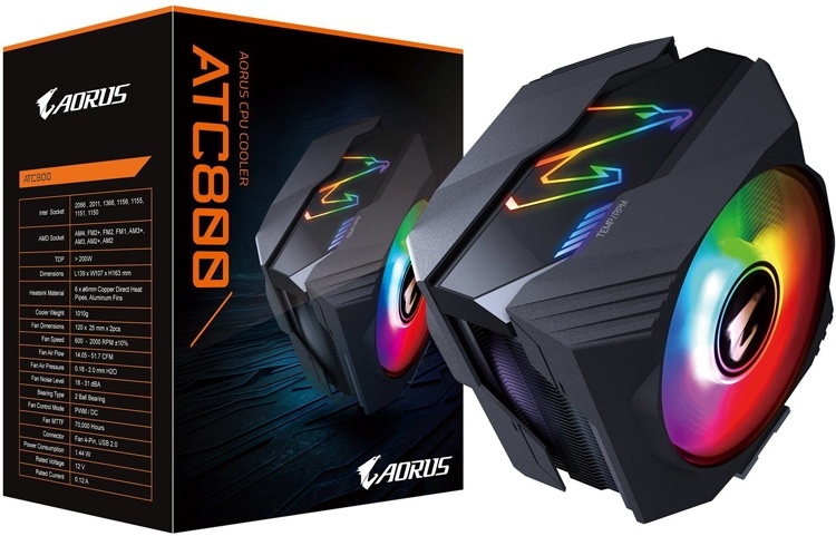 Aorus ATC800: кулер башенного типа с эффектной RGB-подсветкой