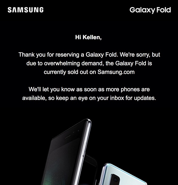Samsung уже распродала всю первую партию смартфонов Galaxy Fold