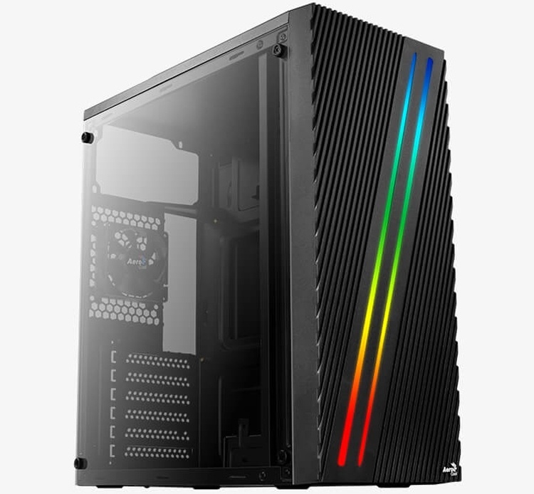 Фронтальную панель корпуса Aerocool Streak рассекают две RGB-полосы Фронтальную панель корпуса Aerocool Streak рассекают две RGB-полосы