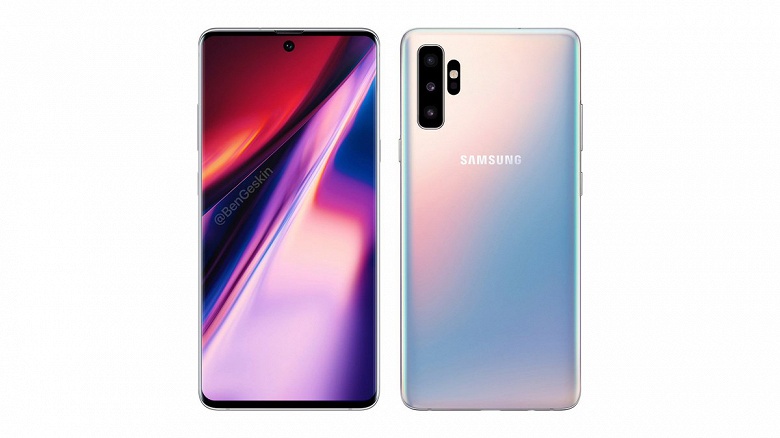 Samsung Galaxy Note10 и Note10 Pro получат одинарные фронтальные камеры, врезанные в экран. Правильный рендер