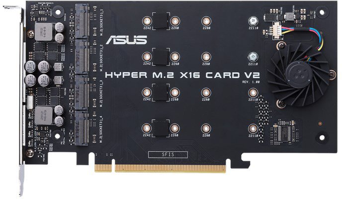 Каталог Asus пополнила карта расширения Hyper M.2 x16 V2 для создания массивов SSD RAID