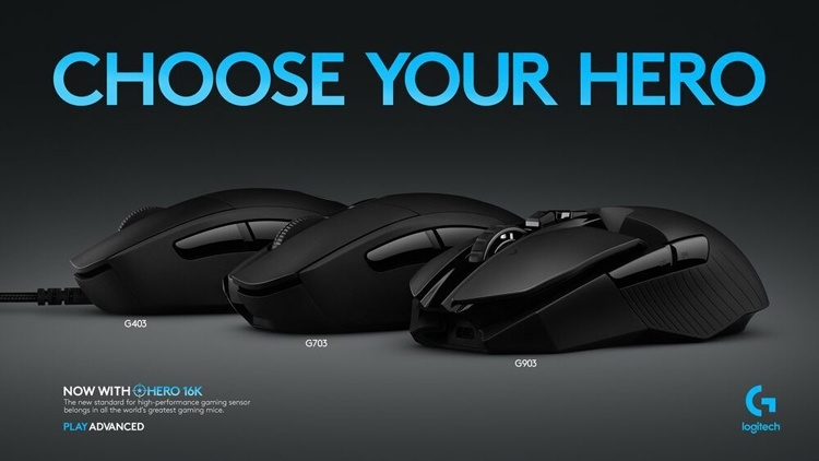 Трио игровых мышей Logitech G с сенсором Hero 16K