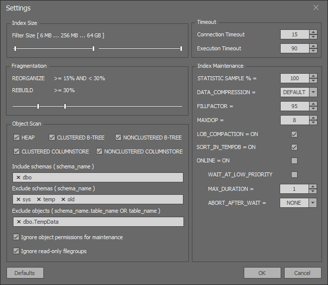 SQL Index Manager