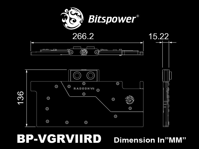 Водоблок Bitspower Brizo BR-VGRVIIRD предназначен для 3D-карты AMD Radeon VII