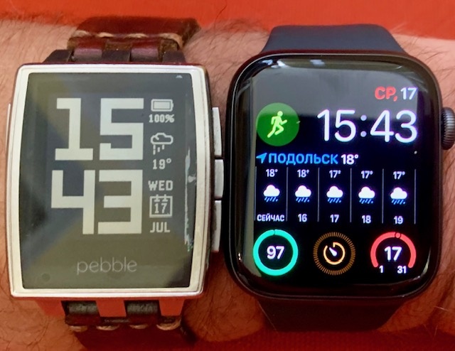 Apple Watch 4 (44 мм, 2019 г.) vs Pebble Steel Classic (2014 г.) - 1