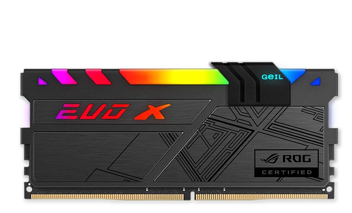 Модули памяти GeIL EVO X II, EVO X II AMD Edition и EVO X II ROG-certified украшены полноцветной подсветкой