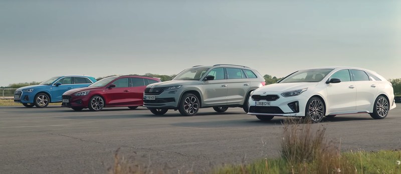 Skoda vRS, Audi Q3, Ford Focus и Kia GT: дрэг-гонка