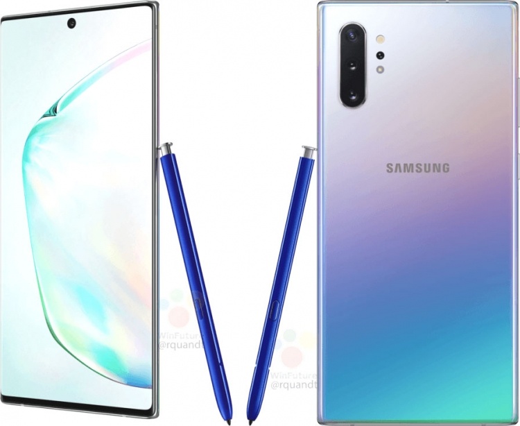 Появились полные характеристики и рендеры Samsung Galaxy Note 10 и 10+