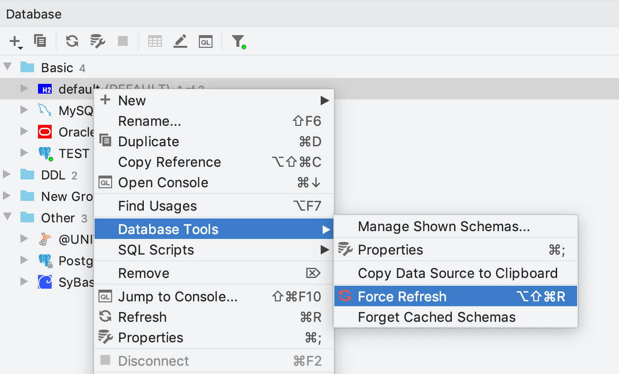 DataGrip 2019.2: Управление соединениями, поиск по данным, фильтрация в навигации - 14