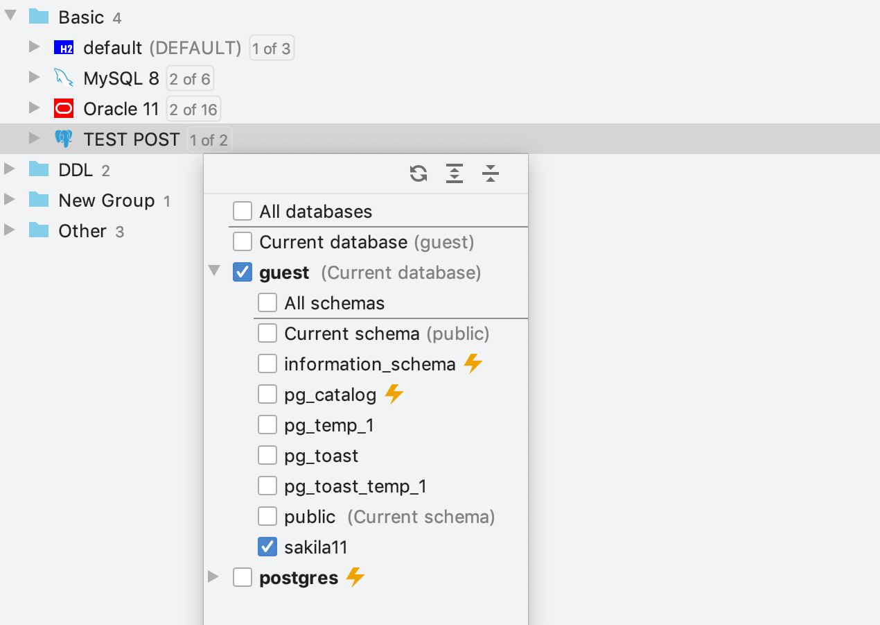 DataGrip 2019.2: Управление соединениями, поиск по данным, фильтрация в навигации - 19