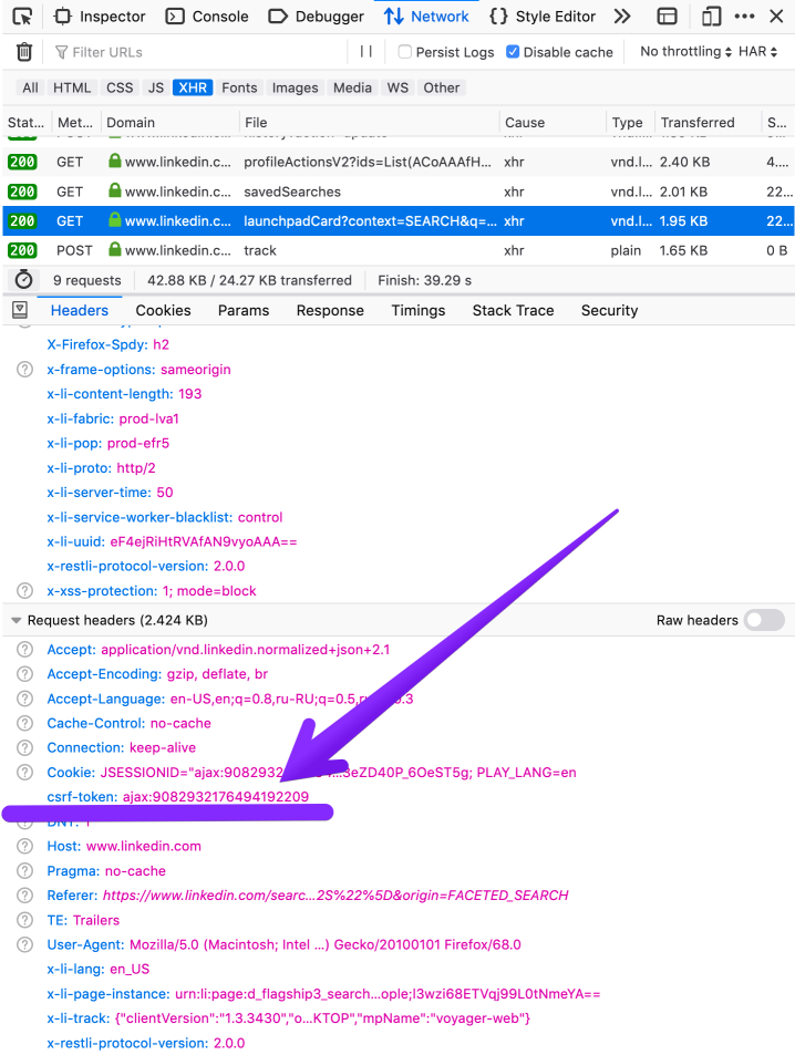 Обходим лимит поиска LinkedIn, играя с API - 10