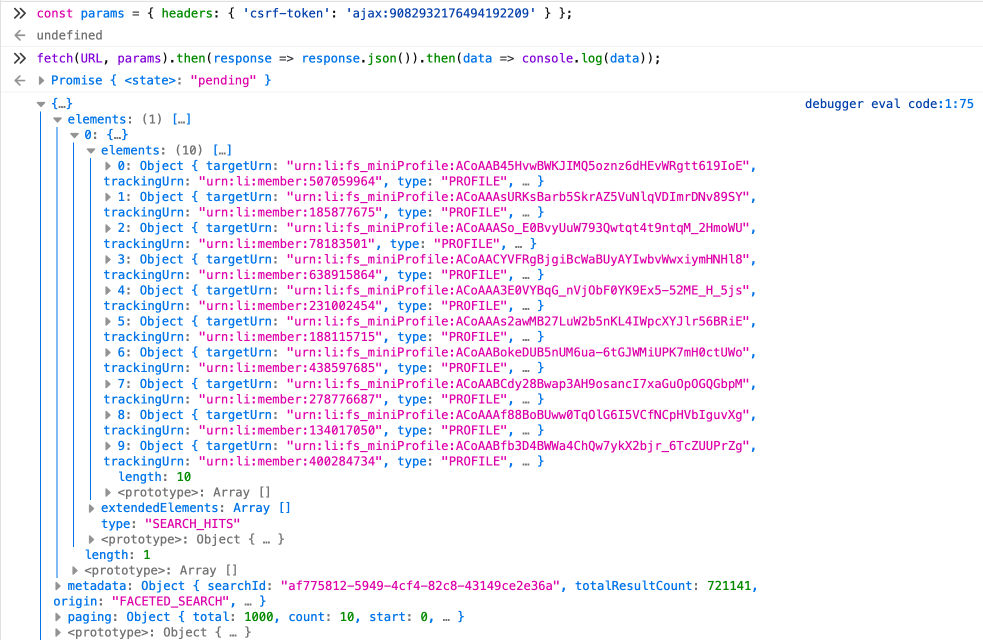 Обходим лимит поиска LinkedIn, играя с API - 12