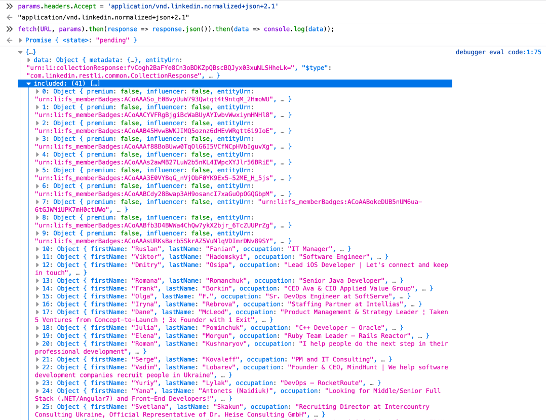 Обходим лимит поиска LinkedIn, играя с API - 13