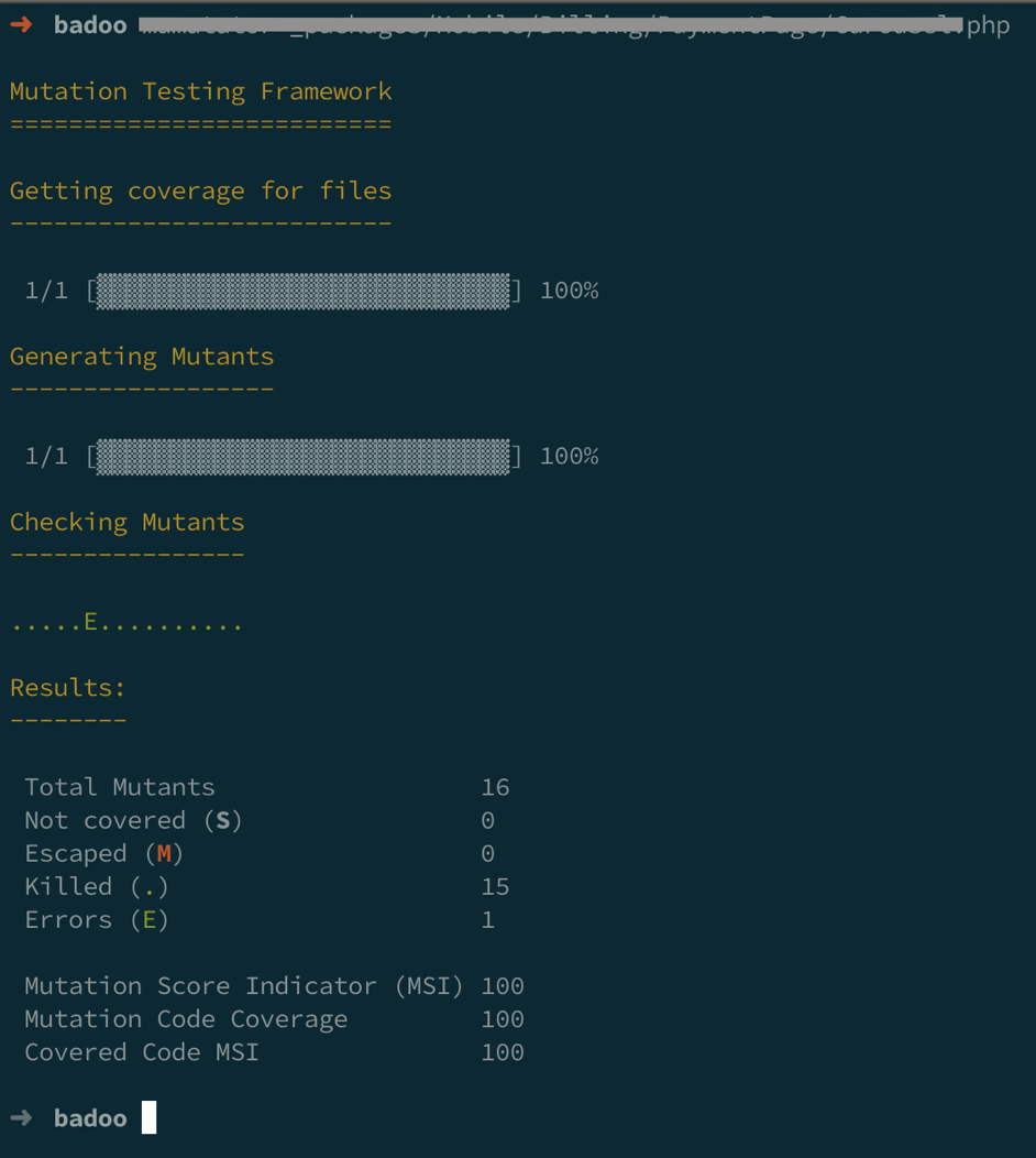 Мутационное тестирование в PHP: качественное измерение для code coverage - 8 Мутационное тестирование в PHP: качественное измерение для code coverage - 8