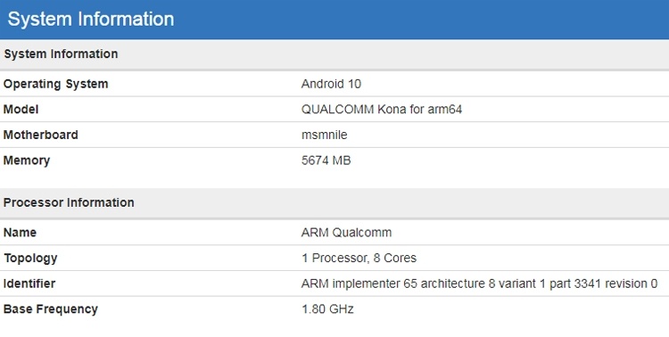 Бенчмарк даёт представление о производительности чипа Snapdragon 865