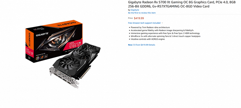 Разогнанная 3D-карта Gigabyte Radeon RX 5700XT Gaming OC с фирменной системой охлаждения всего на $20 дороже референса