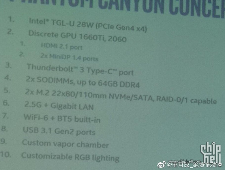 Однокристальная система Intel Tiger Lake-U станет основой NUC игрового класса Phantom Canyon