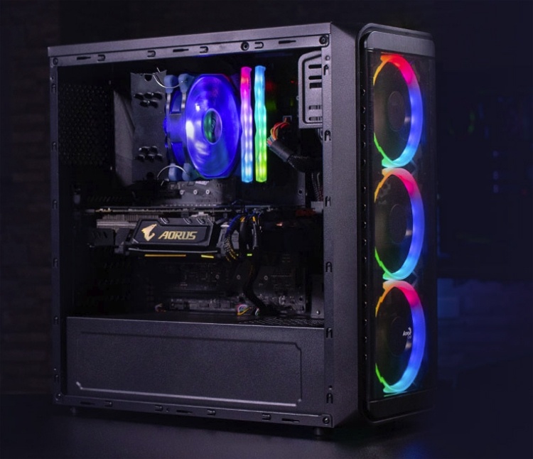 ПК-корпус Aerocool SI-5200 RGB Tempered Glass располагает тремя RGB-вентиляторами