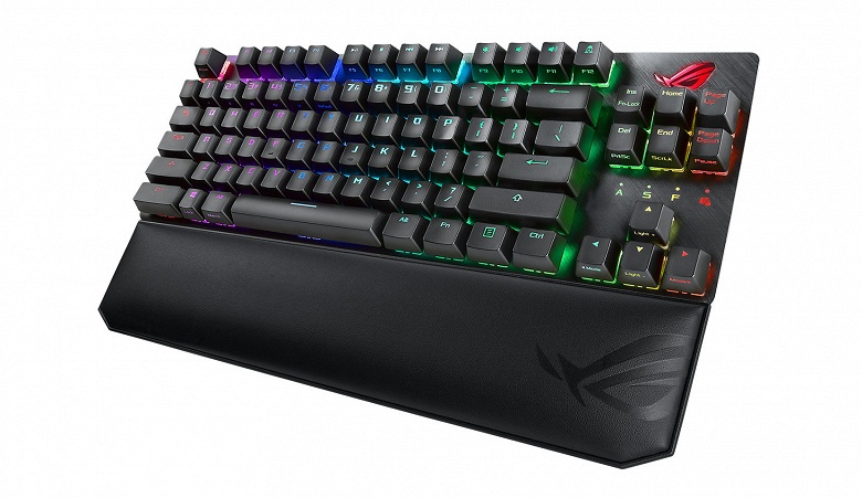 Клавиатура Asus ROG Strix Scope TKL комплектуется съемным упором для рук