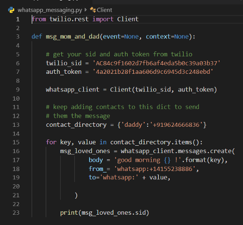 Python-скрипт на 20 строк, который каждый день желает родителям доброго утра через WhatsApp - 6
