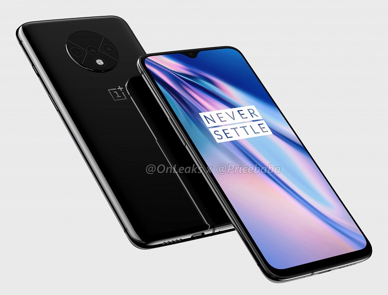 Тройная камера в круговом оформлении и каплевидный вырез экрана: смартфон OnePlus 7T позирует на качественных рендерах и в видеоролике