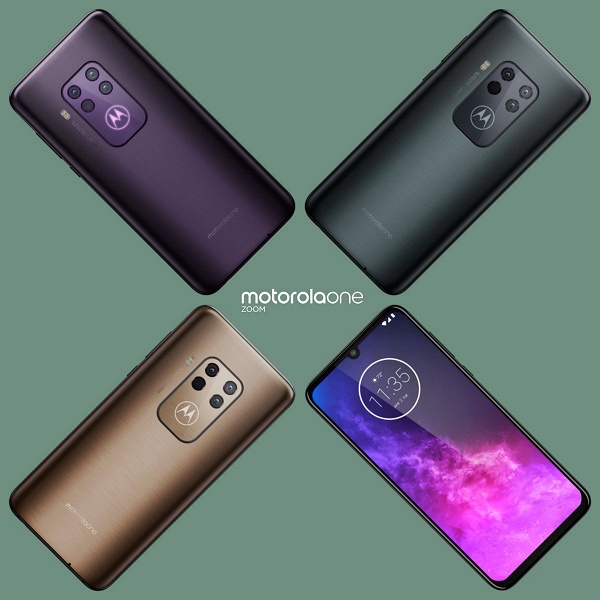 Motorola One Zoom в трех цветах на официальных изображениях