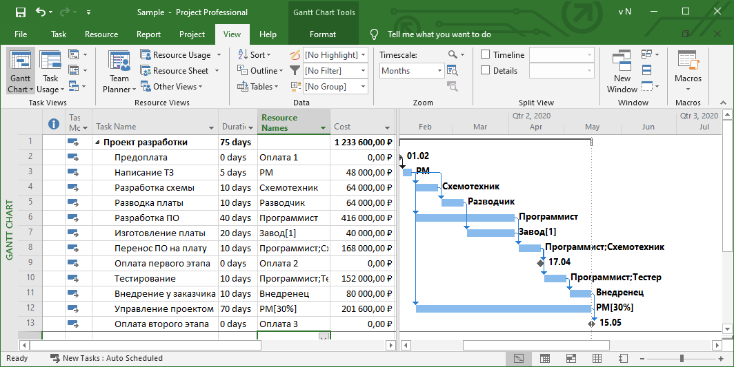 Финансы для PMa в пресейле: как быстро посчитать бюджет и Cash Flow в MS Project - 5