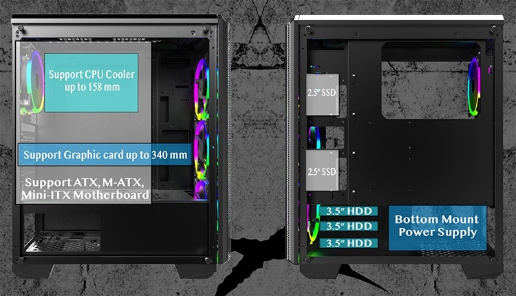 Элегантный ПК-корпус Xigmatek Beast оборудован четырьмя RGB-вентиляторами