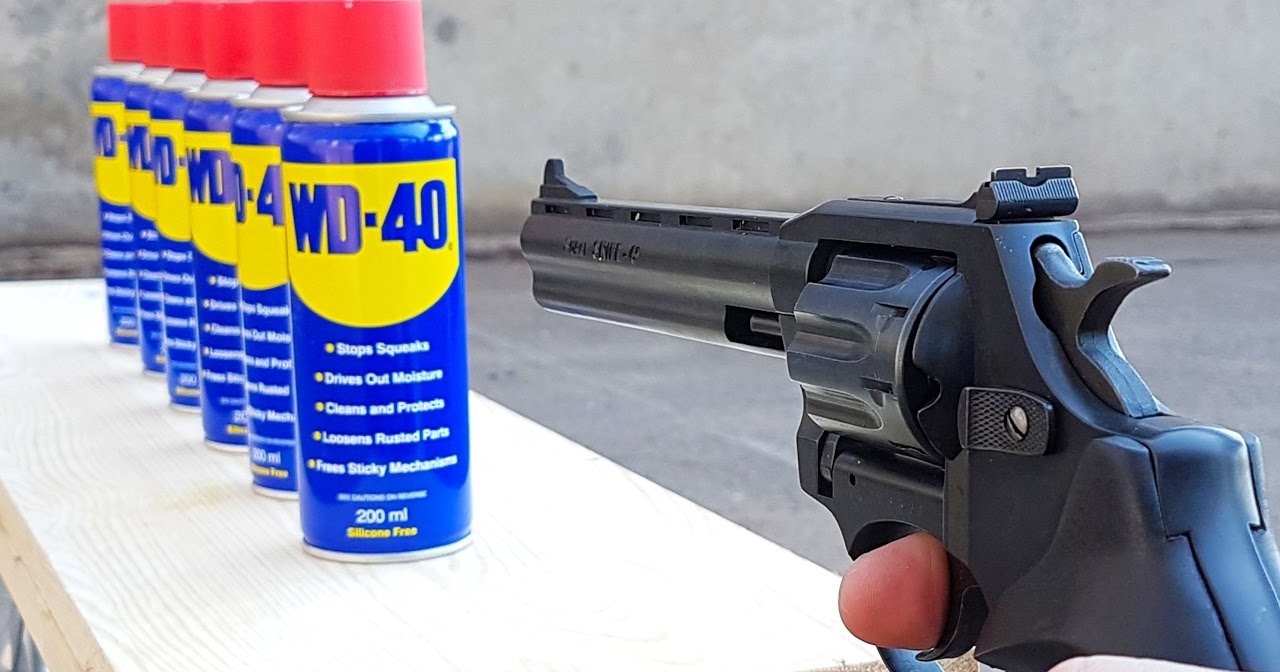 Сколько флаконов WD-40 остановят пулю из револьвера Сколько флаконов WD-40 остановят пулю из револьвера