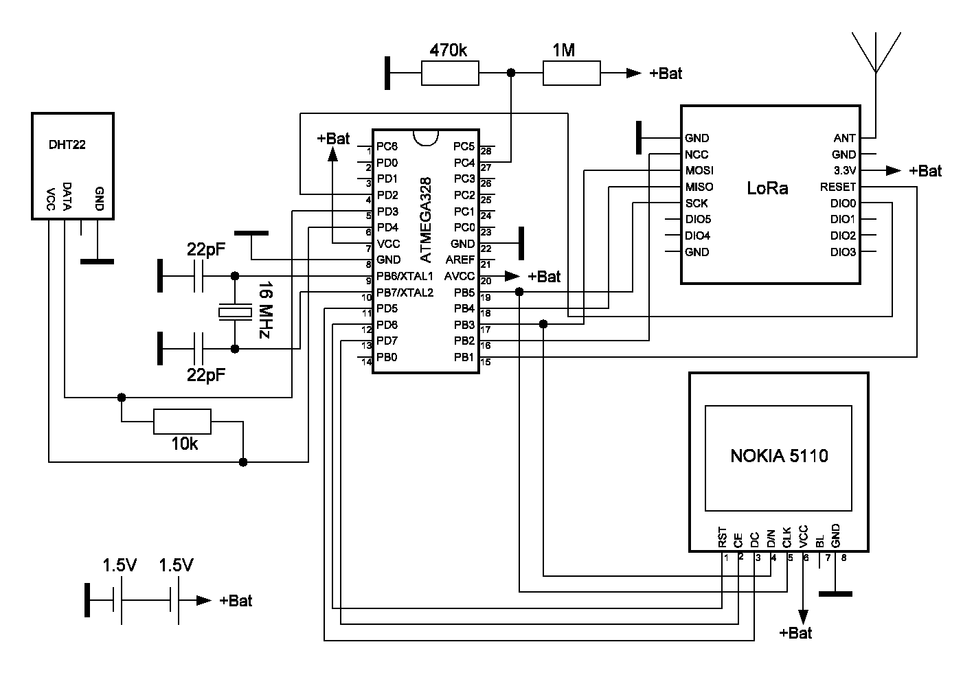 Автономная метеостанция на контроллере ATMEGA328P и питанием от батареек с беспроводным выносным датчиком - 5