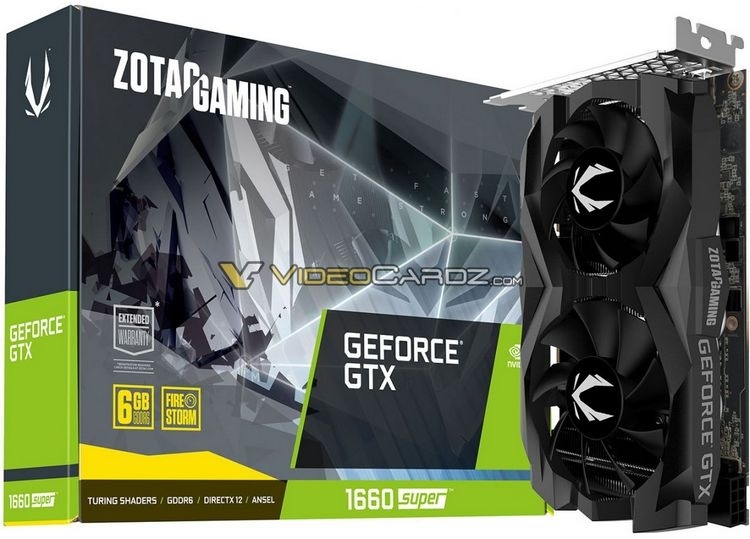 Видеокарты Zotac GeForce GTX 1660 Super оснащаются памятью GDDR6