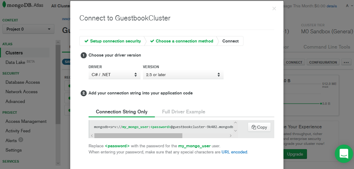Лайфхак – пишем и бесплатно хостим в облаке вебсайт с гостевой книгой - 10 Получение строки подключения
