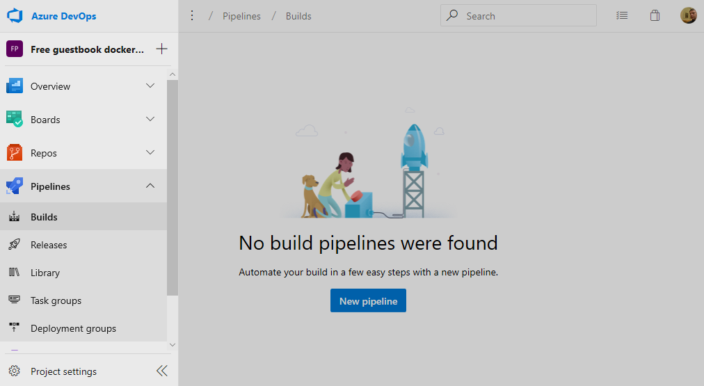 Лайфхак – пишем и бесплатно хостим в облаке вебсайт с гостевой книгой - 13 Создание Pipeline