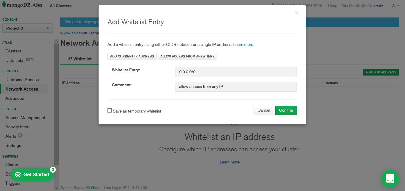 Лайфхак – пишем и бесплатно хостим в облаке вебсайт с гостевой книгой - 5 Удар по безопасности в виде разрешения доступа со всех IP