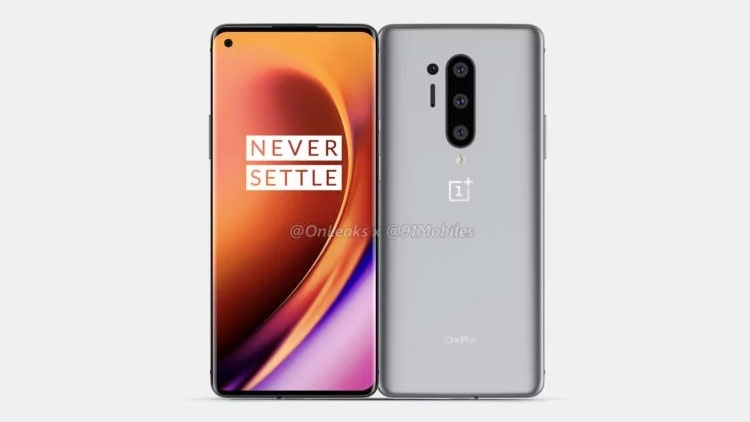 Рендеры OnePlus 8 Pro демонстрируют перфорированный экран и тыльную квадрокамеру