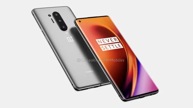 Рендеры OnePlus 8 Pro демонстрируют перфорированный экран и тыльную квадрокамеру