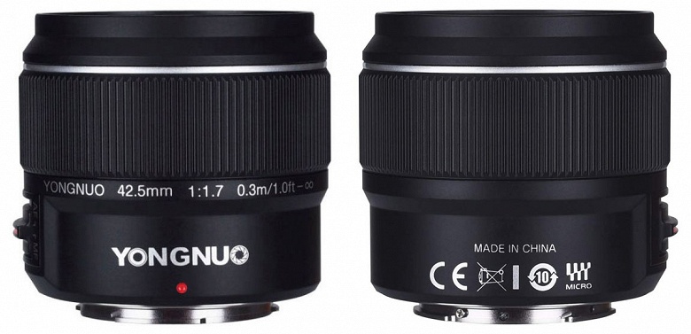 Начались продажи объектива Yongnuo 42.5mm f/1.7 системы Micro Four Thirds